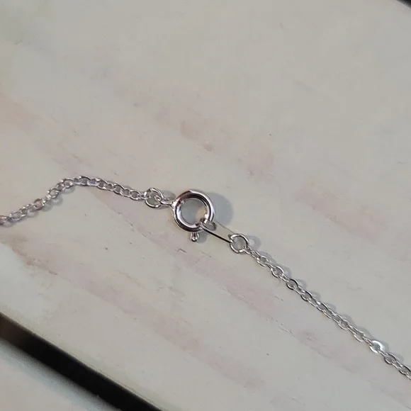 Silver Heart Pendant Necklace with Cubic Zirconia CZ 18 Inch Necklace - Picture 4 of 4